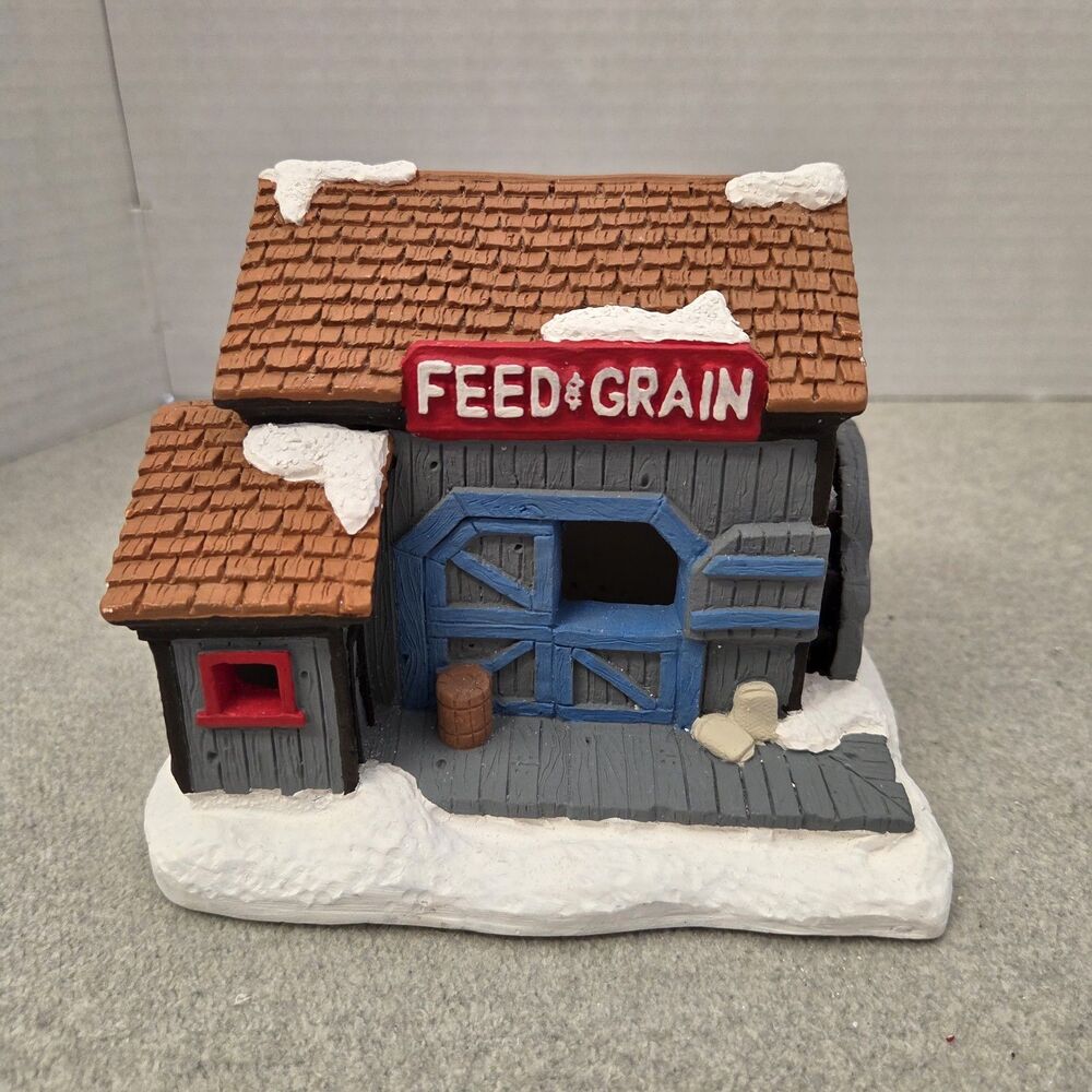 Vintage Wee Crafts Christmas Village Painted Country Feed And Grain Mill